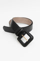 Sleek Square-Buckle Genuine Leather Belt Belts Black