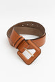 Sleek Square-Buckle Genuine Leather Belt Belts Cognac