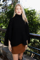 SnugStyle Turtleneck Ribbed Knit Poncho with Armholes