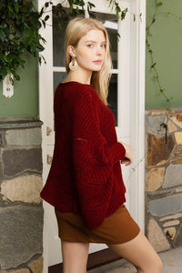 Texture Trend Sleeve-Knit Poncho Ponchos