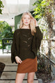 Texture Trend Sleeve-Knit Poncho Ponchos One Size / Olive