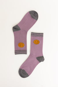 Threaded Smiles Crew Socks One Size / Lavender