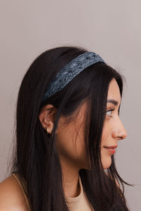 Vegan Leather Patterned Headband Hats & Hair Blue