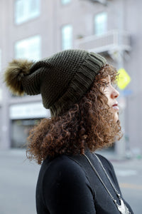 Pom Beanie with Faux Sherpa Lining