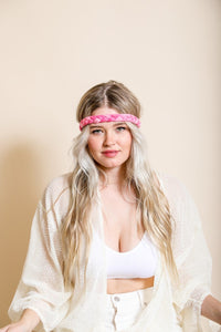 Braided Tie-Dye Headband Hats & Hair Pink