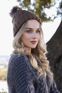 Basic Ribbed Pom Beanie Hats & Hair Mocha