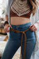 Boho Medallion Macrame Belt Belts Cognac