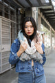 Boho Speckle Stripe Tassel Scarf Scarves Blue