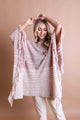Boucle Knit Ruana Ponchos Rose