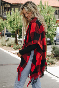 Buffalo Check Tassel Poncho Ponchos