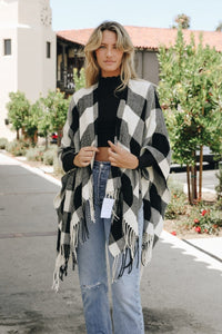 Buffalo Check Tassel Poncho Ponchos