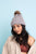 Cable Knit Beanie with Faux Fur Pom Beanies Gray