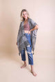 Color Graded Patchwork Kimono Ponchos Black