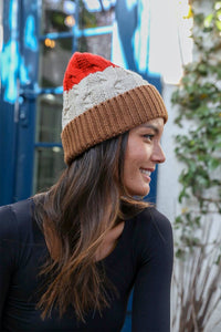 Colorblock Cable Knit Beanie Beanies Red