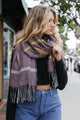 Colorblock Stripe Tassel Scarf Scarves Burgundy