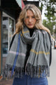 Colorblock Stripe Tassel Scarf Scarves Olive