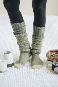 Cozy Ribbed Knit Lounge Socks Hats & Hair Mint