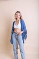 Crochet Medallion Tassel Kimono Ponchos Denim Blue