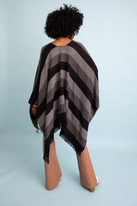 Cuddle Season Striped Knit Poncho🥰 Ponchos