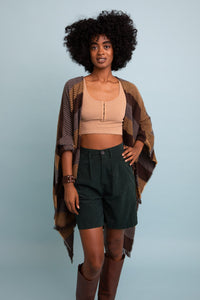Cuddle Season Striped Knit Poncho🥰 Ponchos One Size / Mocha