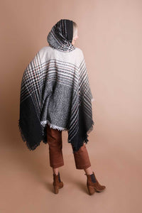 Cuddly Herringbone Hooded Poncho Ponchos