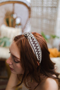 Embroidered Stitch Boho Knot Headband Hats & Hair Brown