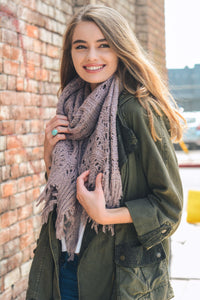 Feather Knit Boho Scarf Scarves Lavender