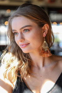 Filigree Raffia Tassel Earrings Jewelry Clay