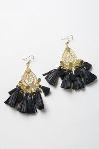 Filigree Raffia Tassel Earrings Jewelry