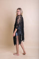 Floral Mandala Mesh Kimono Ponchos Black