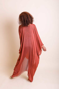 Frayed Trim Kimono Ponchos