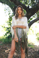 Fringe Boho Style Ombre Ruana Kimono Olive