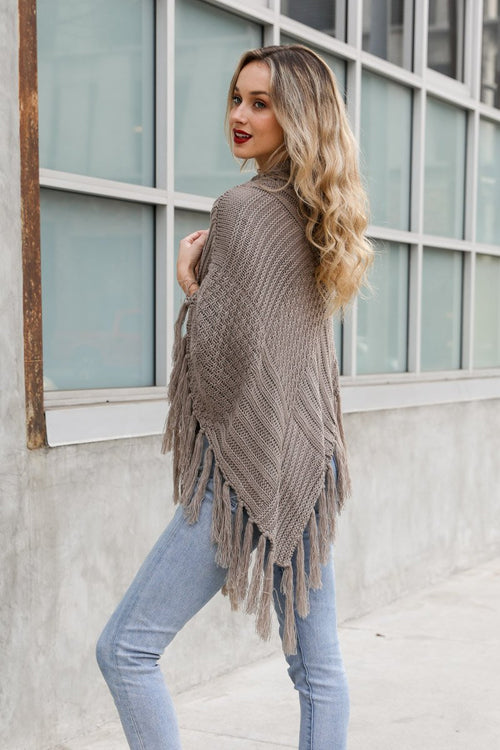 NO.319 Men's Zip Detail Asymmetric Hem Poncho, Poncho With