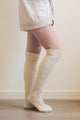 Knee High Cable Knit Socks Hats & Hair Ivory