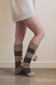 Knee High Striped Pom Socks Hats & Hair Brown/Mocha