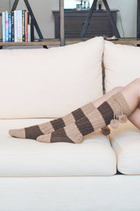 Knee High Striped Pom Socks Hats & Hair
