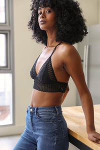 Lace Boho Racerback Bralette Small / Black