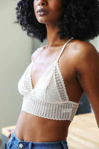 Lace Boho Racerback Bralette Small / Ivory