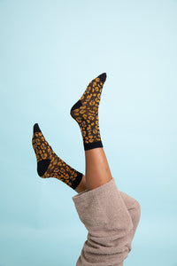 Leopard Knit Socks One Size / Black