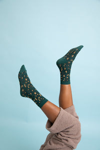 Leopard Knit Socks One Size / Olive