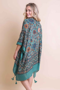 Moroccan Inspired Tapestry Kimono One Size / Emerald