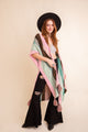 Multi-color Striped Tassel Poncho ❤ Ponchos