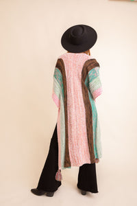 Multi-color Striped Tassel Poncho ❤ Ponchos