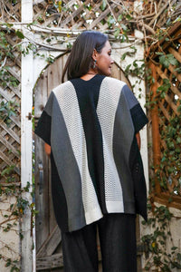 Multi-colored Striped Knit Poncho Ponchos