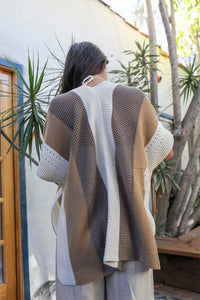 Multi-colored Striped Knit Poncho Ponchos