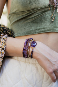 Multi-Wrap Bracelet Jewelry Purple