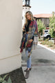 Multicolor Plaid Pocket Ruana Ponchos