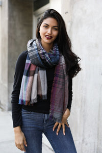 Multicolor Plaid Scarf Scarves Black