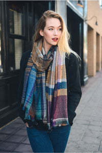 Multicolor Plaid Scarf Scarves Camel