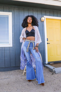 Ombre Bohemian Lace Kimono Periwinkle